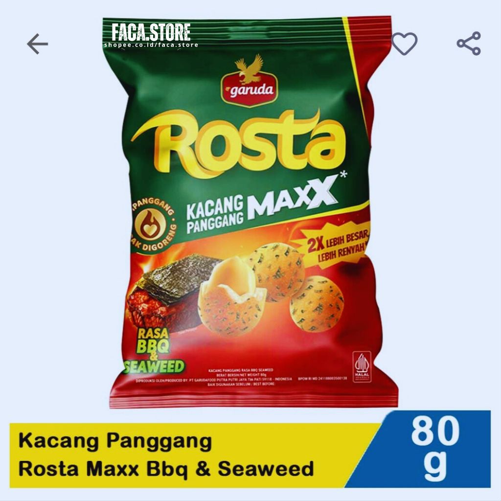 

kacang panggang rosta maxx rasa Bbq & seawed 80gr