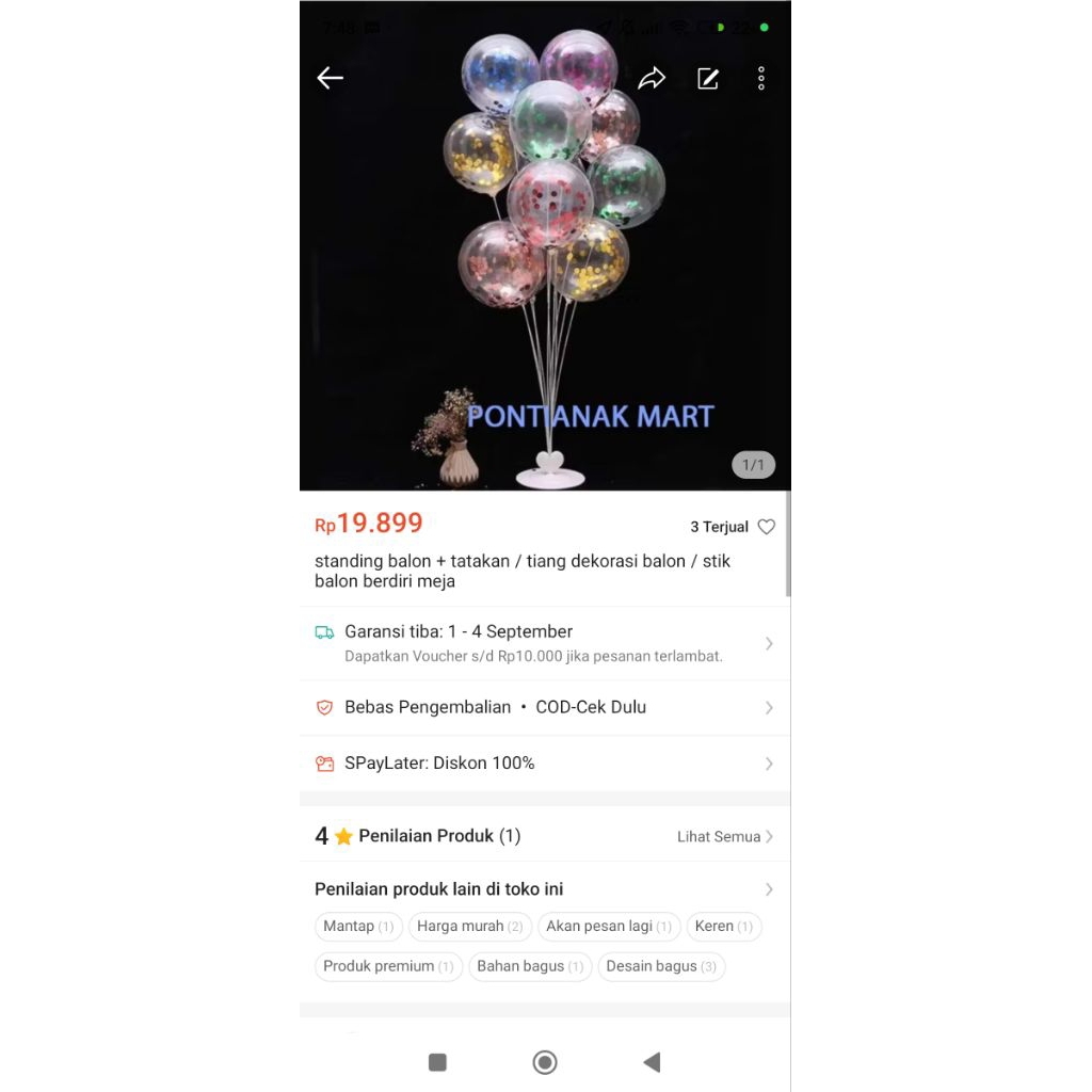 standing balon + tatakan / tiang dekorasi balon / stik balon berdiri meja
