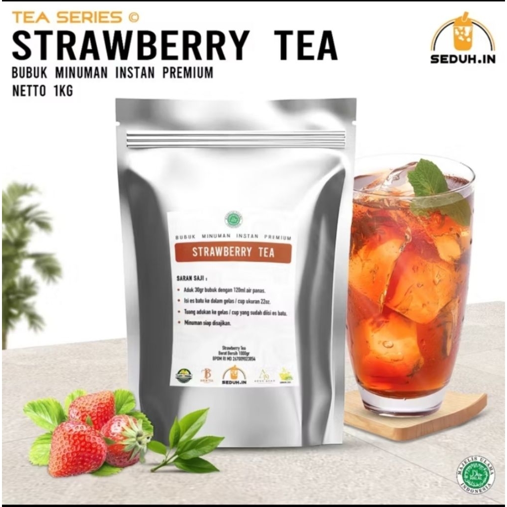 

strawberry tea bubuk minuman 1kg premium