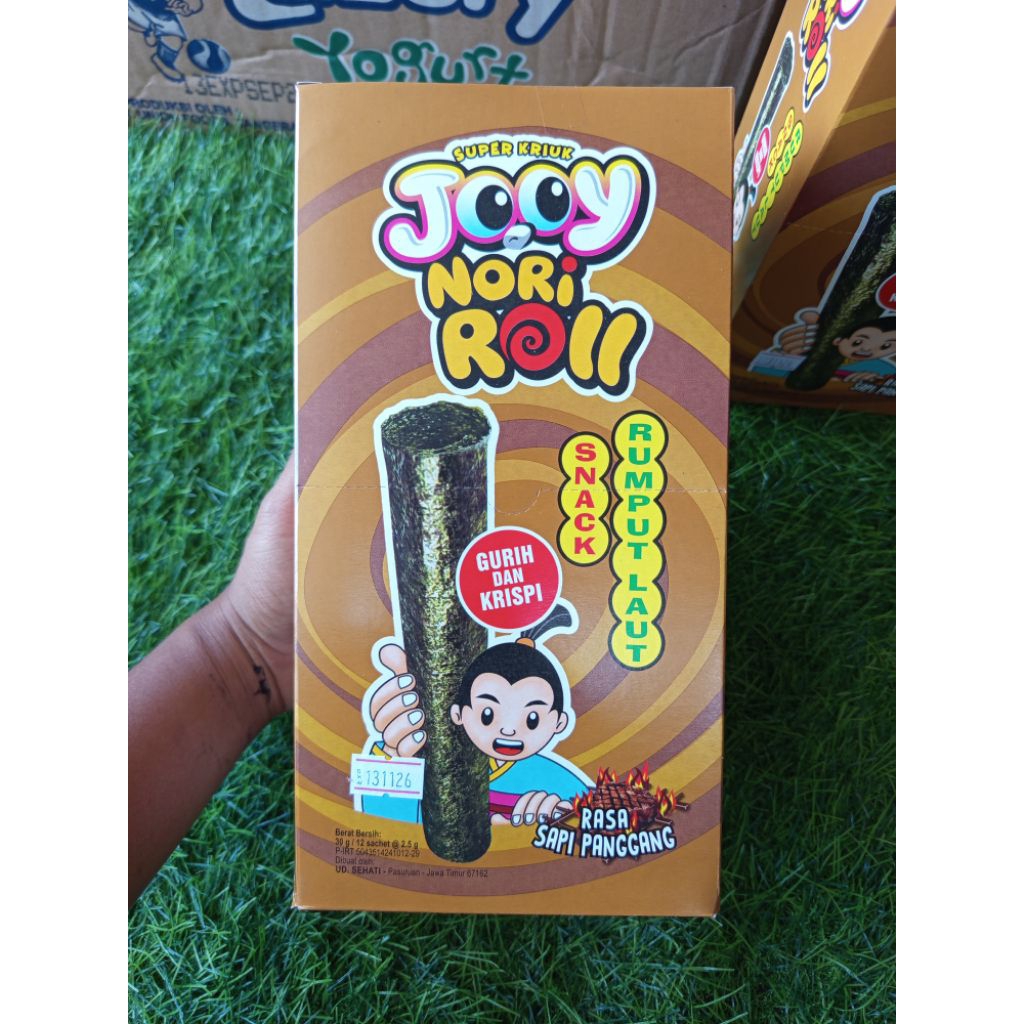 

JOOY NORI ROLL | RUMPUT LAUT SAPI PANGGANG | KEMASAN 1 BOX ISI 12 SACHET | Camilan atau Snack