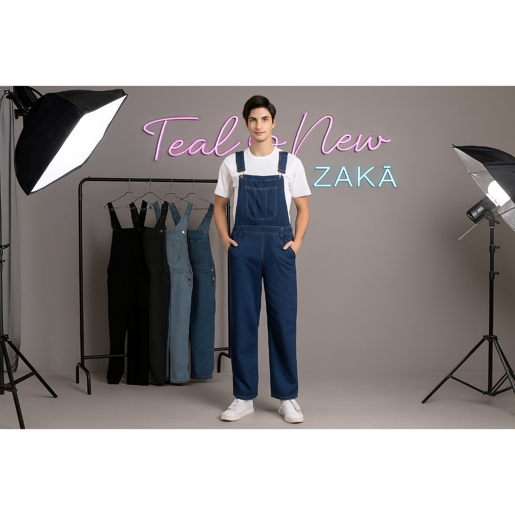 COD Jumpsuit Overall Jeans Wearpack Pria Dewasa Casual Navy Kualitas Premium Termurah