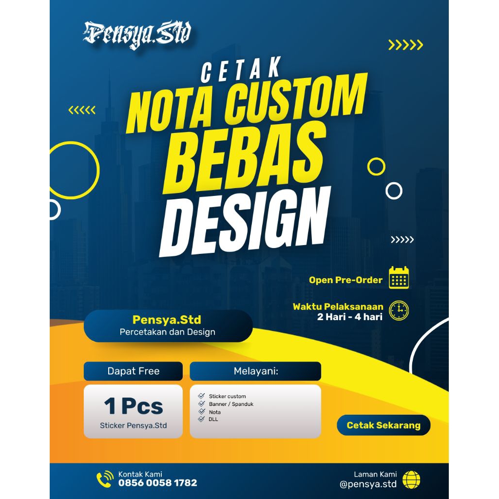 

Nota Costum Tanpa Minimal Order