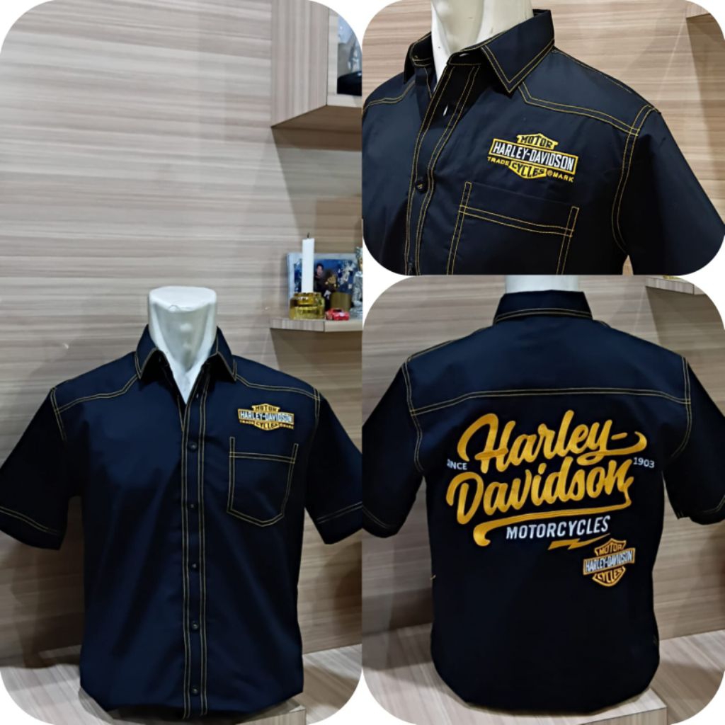 KEMEJA.DENIM.HARLEY.DAVIDSON.PRIA.DEWASA