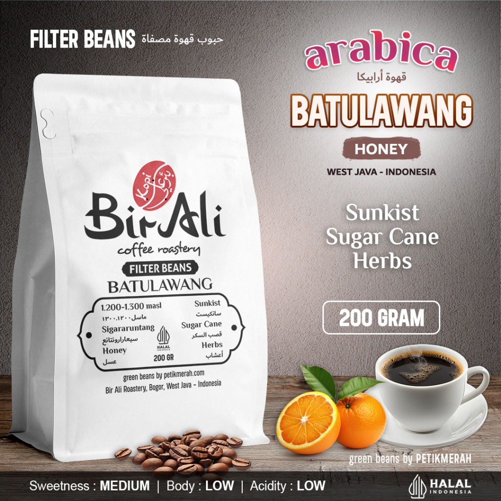 

BATULAWANG HONEY Filter Beans Biji Kopi Bubuk Arabika Arabica Petik Merah Coffee Roastery 200 Gram