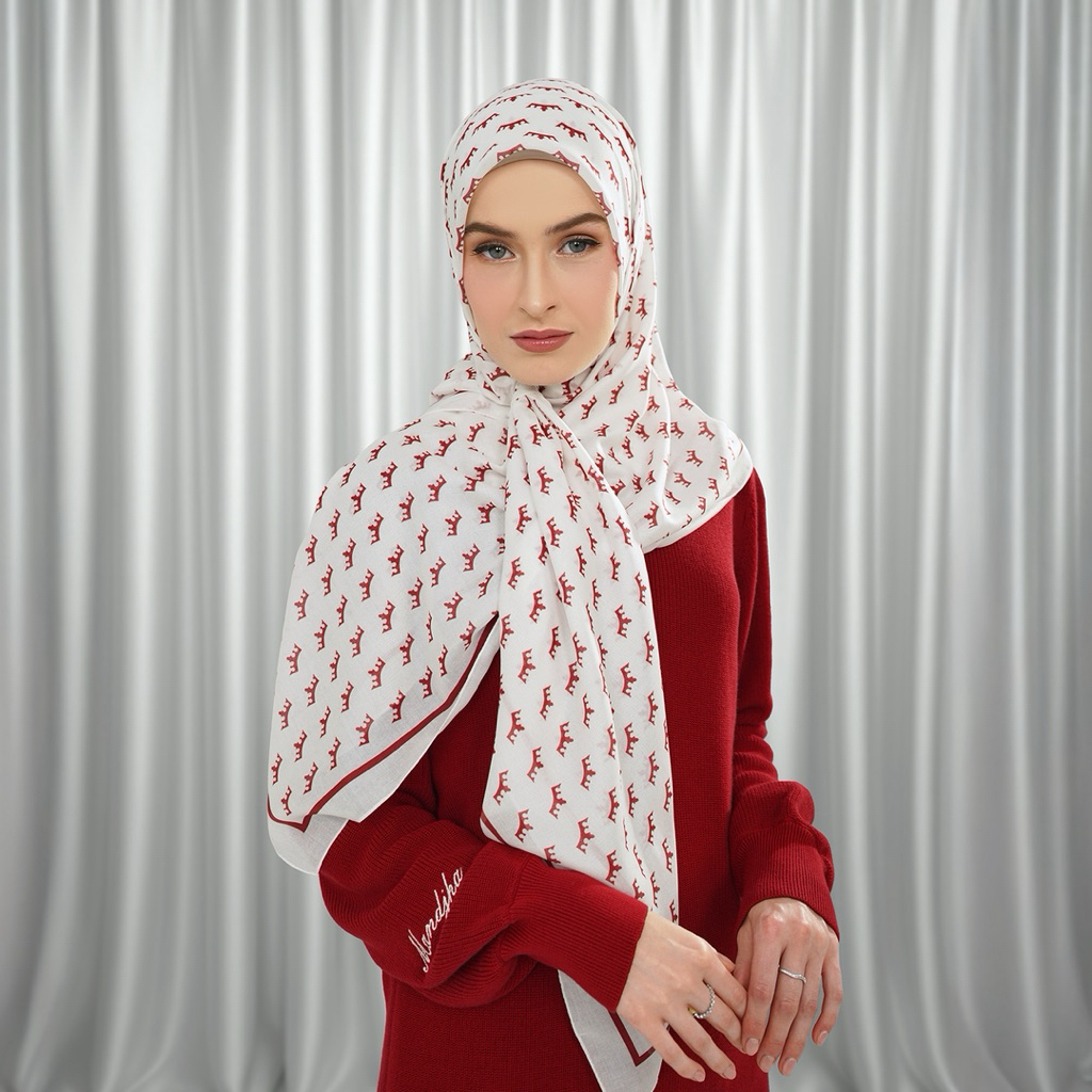CROWNY WHITE RED | OFFICIAL HIJAB MANDJHA IVAN GUNAWAN
