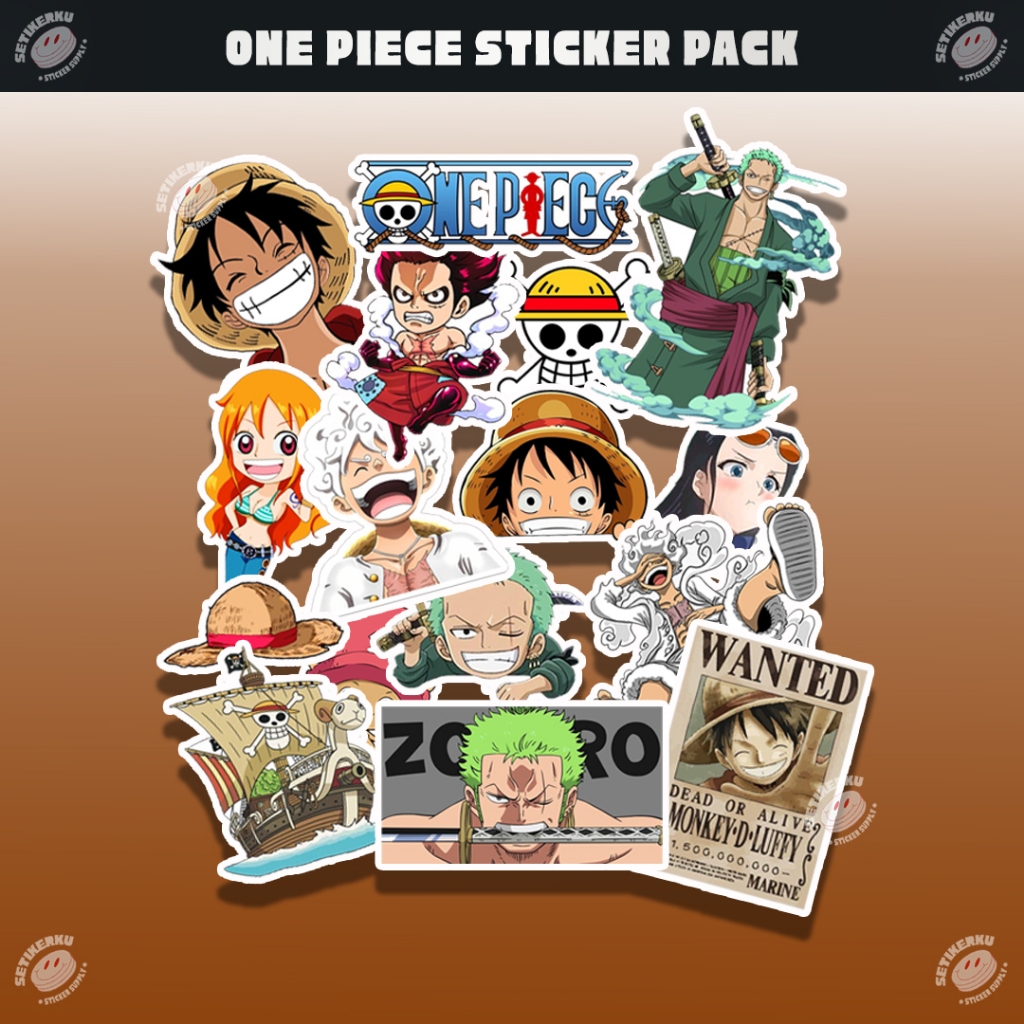 

16pcs ONE PIECE Sticker Pack A6 | stiker anime one piece aesthetic untuk hp koper helm bahan vinyl tahan air