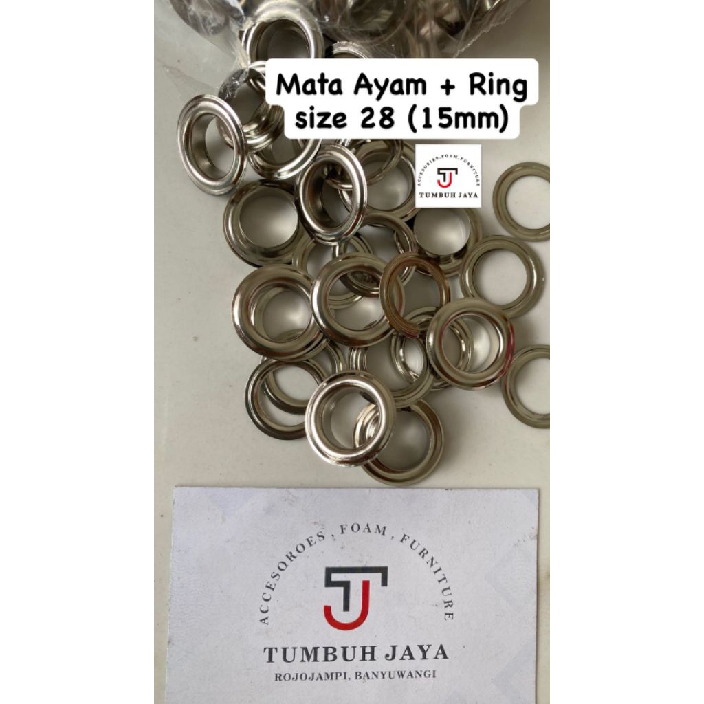 Mata Ayam size 28/Mata Ayam 15mm/Ring/Ring Terpal/Ring tas/Ring sepatu/Ring aksesoris