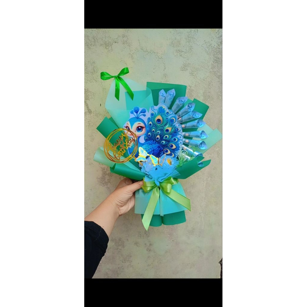 Sentosajaya_1 Buket Merak Kosongan/Buket Merak Uang Hadiah Ultah Bouquet Wisuda Bouquet Hantaran