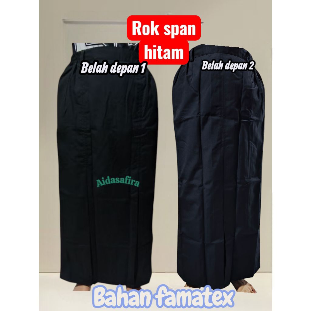 (FAMATEX)ROK SPAN HITAM BELAH DEPAN 1 DAN 2/ROK HITAM SPAN SMP, TSANAWIYAH, ALIYAH