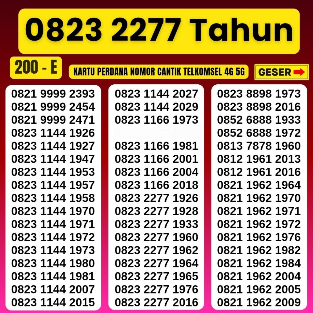 Nomor Cantik Simpati Telkomsel 4G 5G Kartu Perdana Telkomsel Simpati Nocan Simpati Nomer Cantik Telk