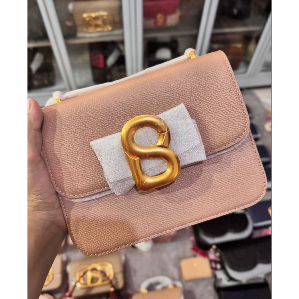 Audrey Leather Bag Buttonscarves Taupe Small NEW