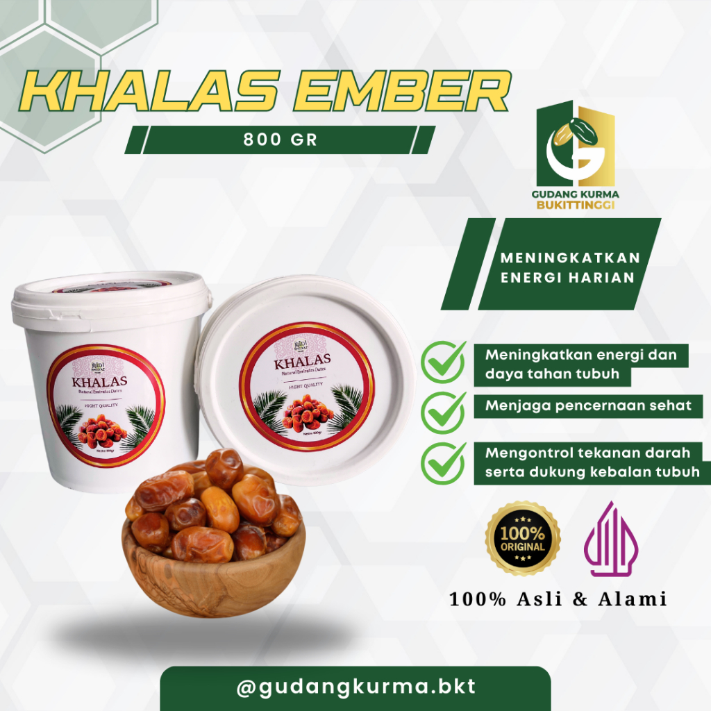

Kurma Khalas 800gr – Premium 100% Original Kemasan Ember Food Grade