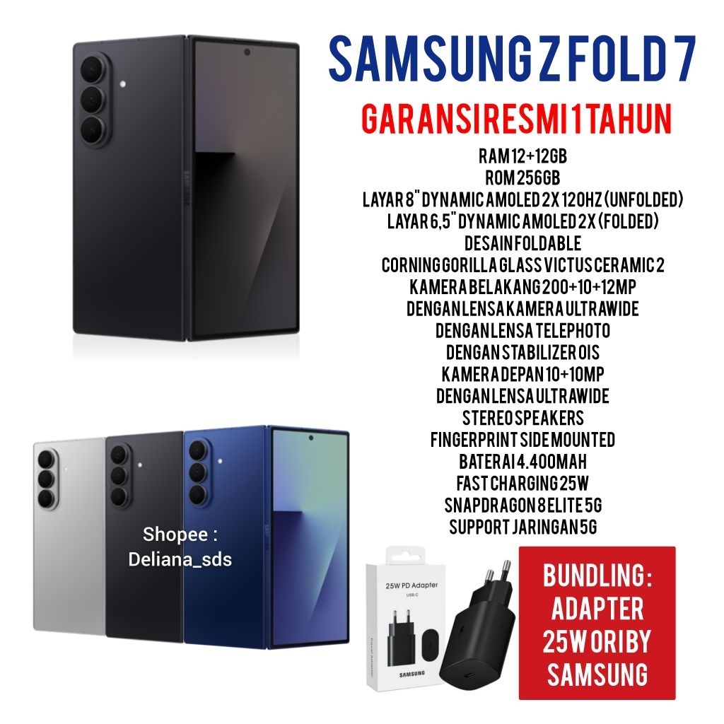 Samsung Z Fold 7 5G 12/256 Garansi Resmi 1 Tahun Samsung ZFold 7 5G 12/256 Samsung Z Fold 7 12/256 S