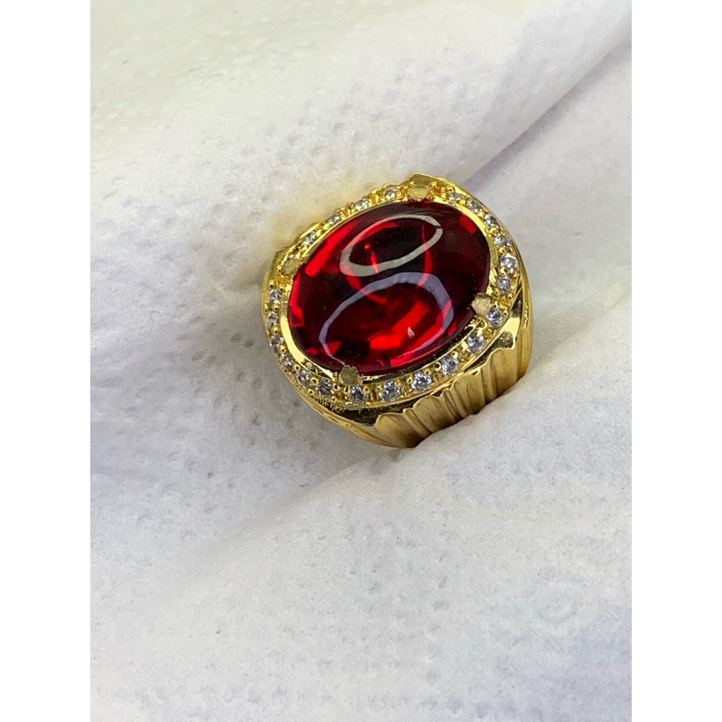 cincin batu permata natural merah delima siam red Fanta
