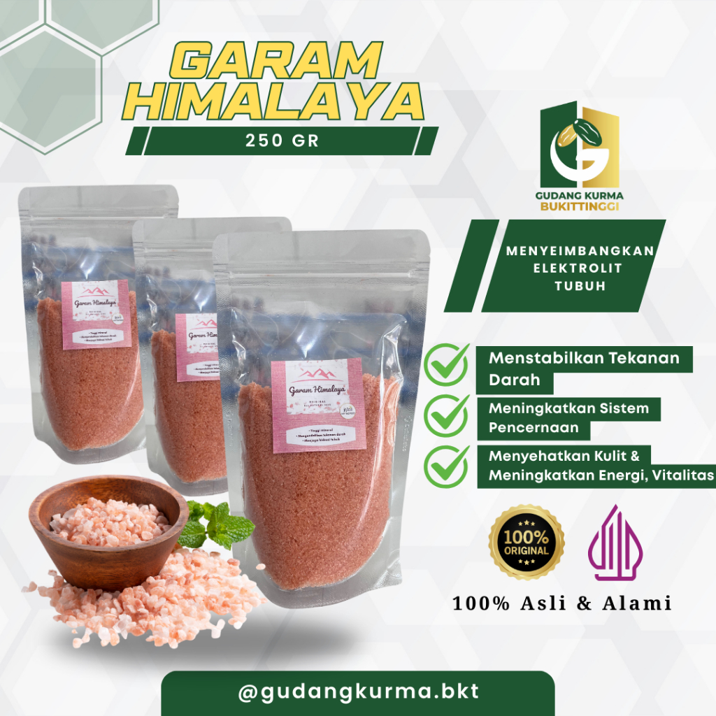 

Garam Himalaya 250gr Asli – Premium Pink Salt Alami Original | Gudang Kurma Bukittinggi