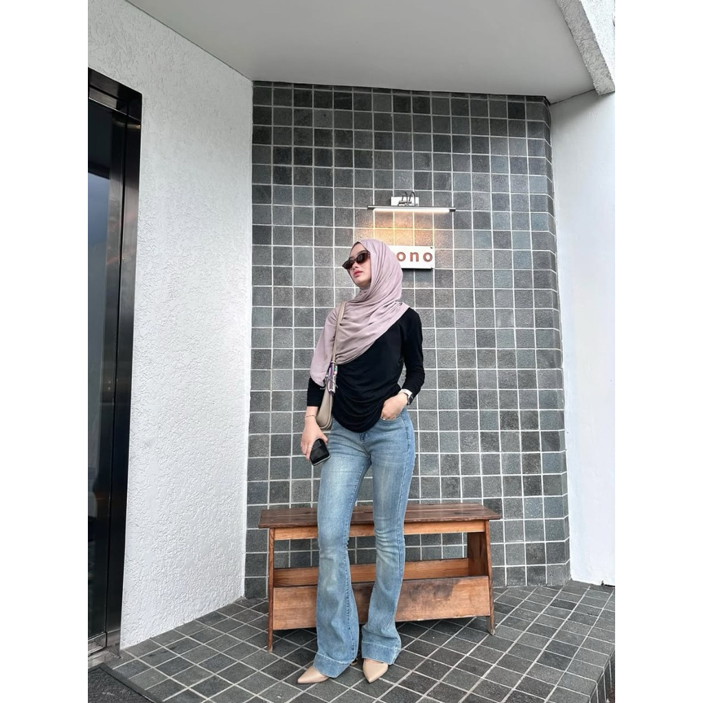 HW Celana Cutbray Wanita Lipat Bawah Kekinian Panjang Strech