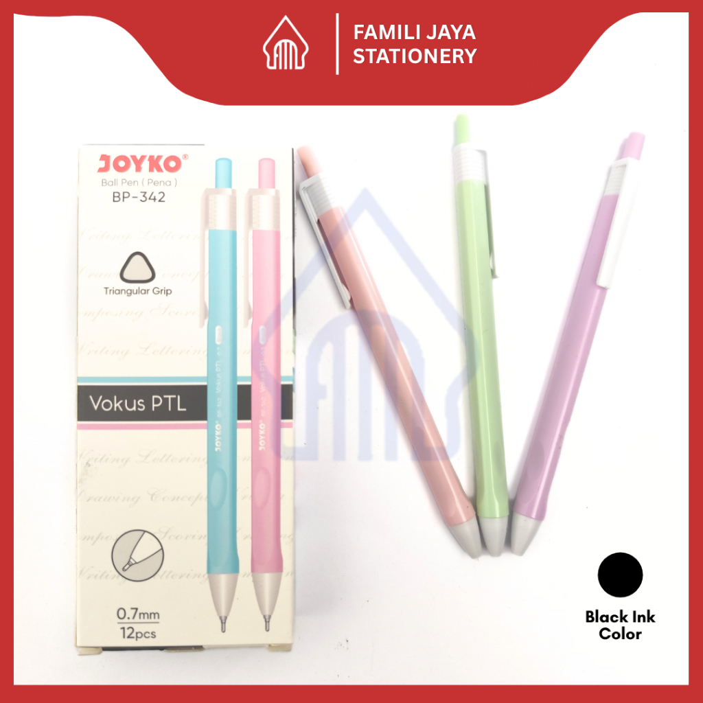 

JOYKO Ballpen Pulpen Pena Cetek/ Klik Joyko BP-342 Tinta Hitam Pekat 1 pak (12 pcs)