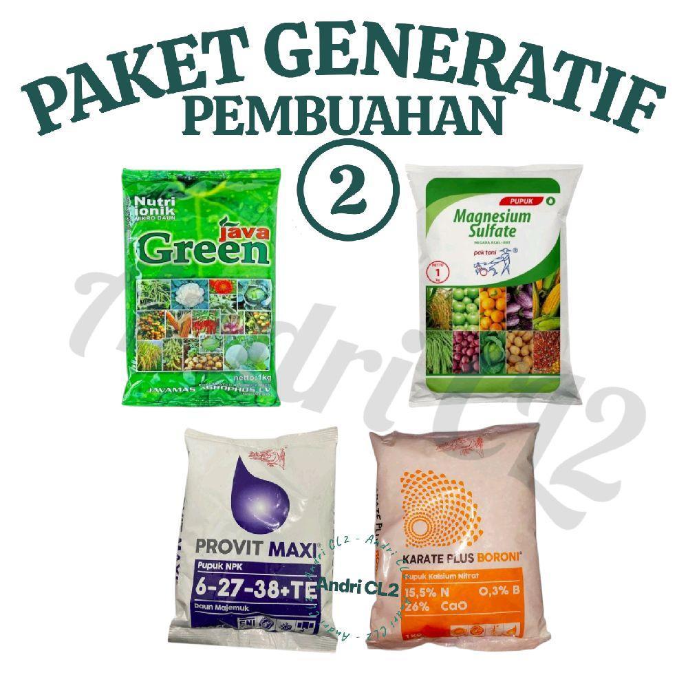 pupuk PAKET GENERATIF/PEMBUAHAN 2 untuk tanaman CABAI, produk 4 pcs, javagreen 1kg +magnesium sulfat