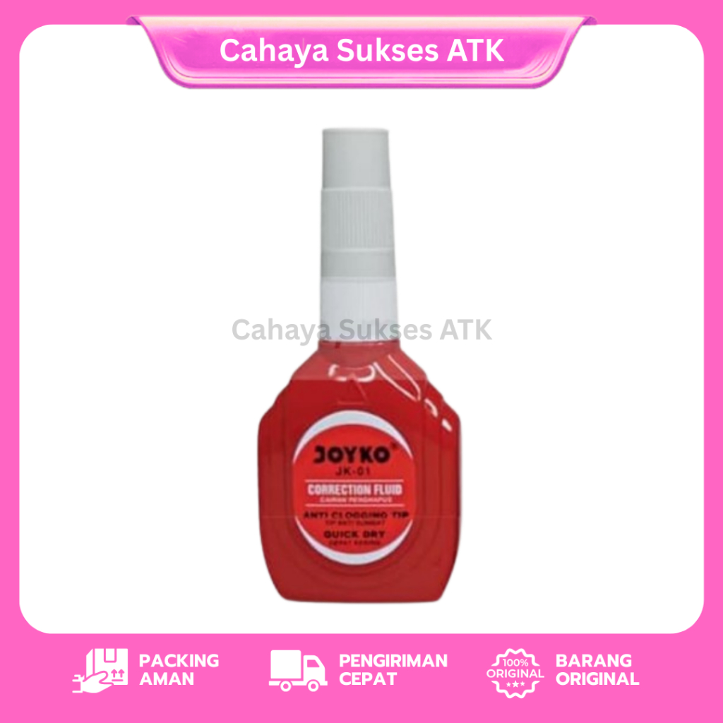 

Joyko TIP-EX Correction Fluid JK-01 / Cairan Koreksi / Penghapus Cair / Tipex Merah Satuan
