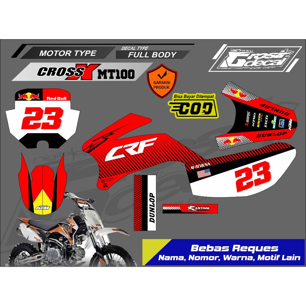 Sticker Striping Mini Trail Trail Mini CROSS X 100cc Lama Bebas Reques