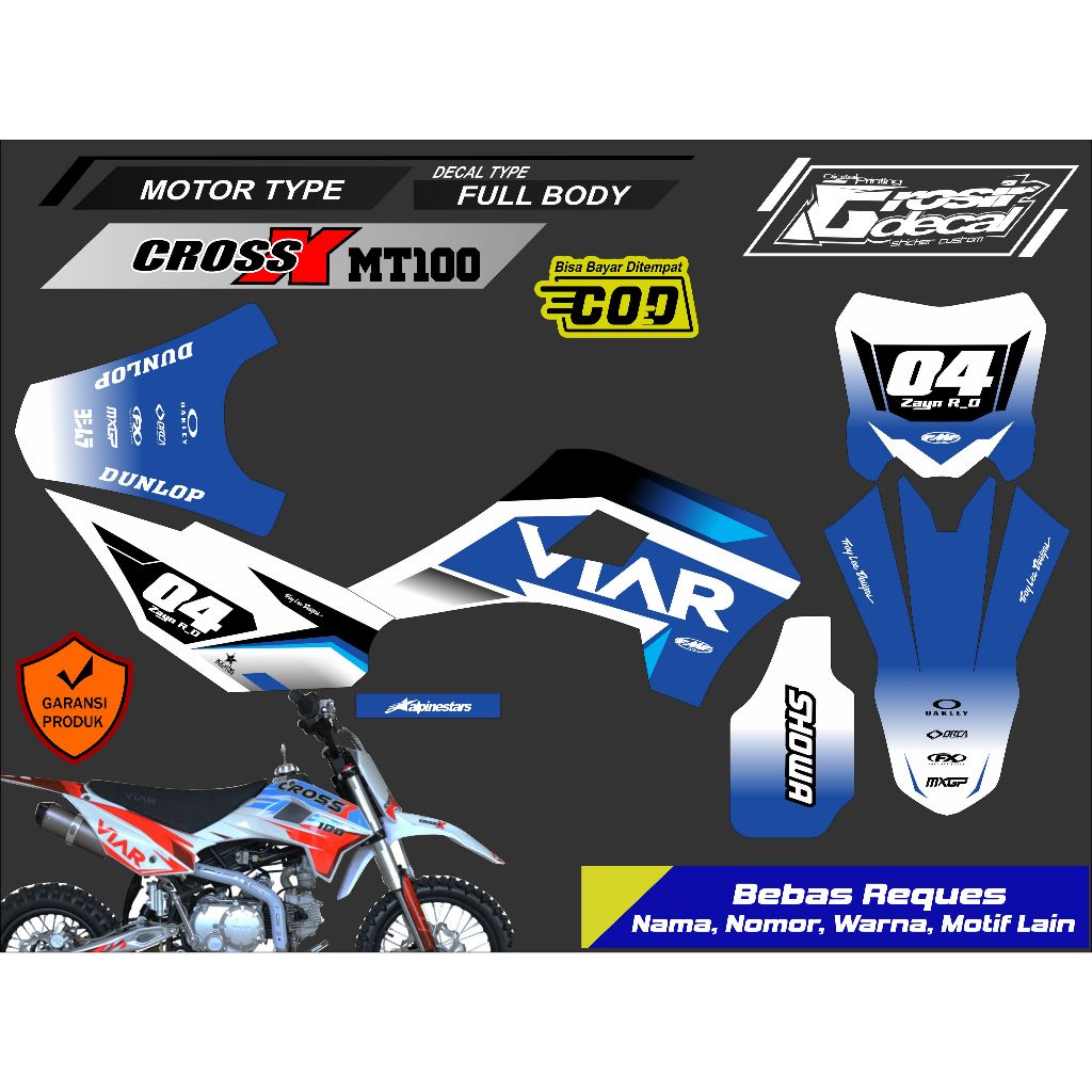Sticker Stiker Trail Mini Mini Trail CROSS X 100 New Full Body Bebas Reques