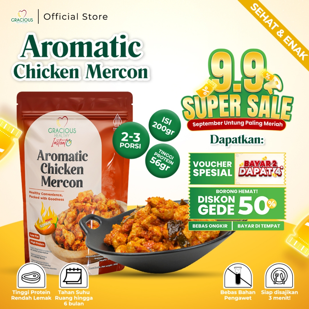 

Gracious Aromatic Chicken Mercon Sopan - Protein 56gr (Makanan Instant Sehat Siap Saji)