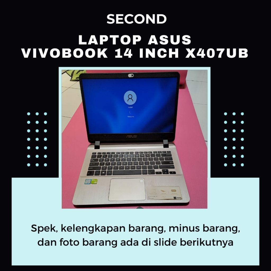 second - laptop asus vivobook 14 inch x407ub