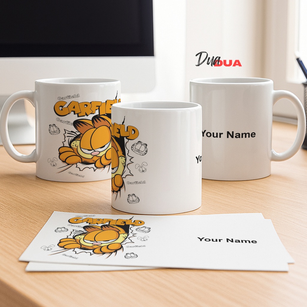 Mug Ceramic Playful Garfield Expressing His Classic Mischievous Personality with a Space for Your Na
