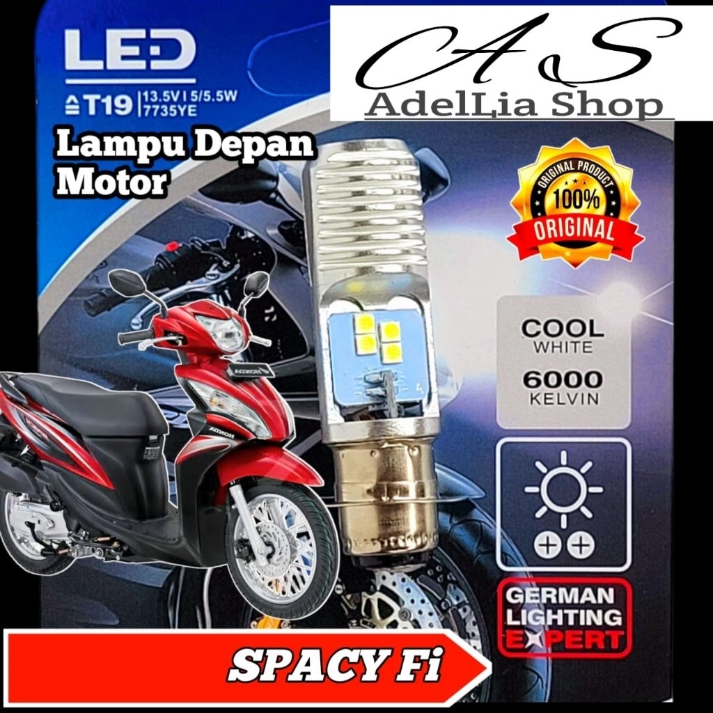 Lampu Depan Motor Honda Spacy Fi LED Putih Ac/Dc Pengganti Dop/Bohlam Standart WrT19