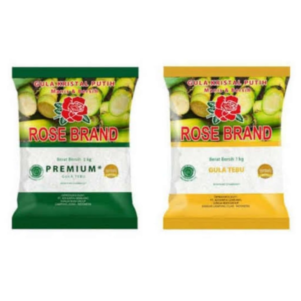 

Gula rose brand kemasan 1kg X 20 pcs ada 2 pilihan warna hijau dan ada warna kuning