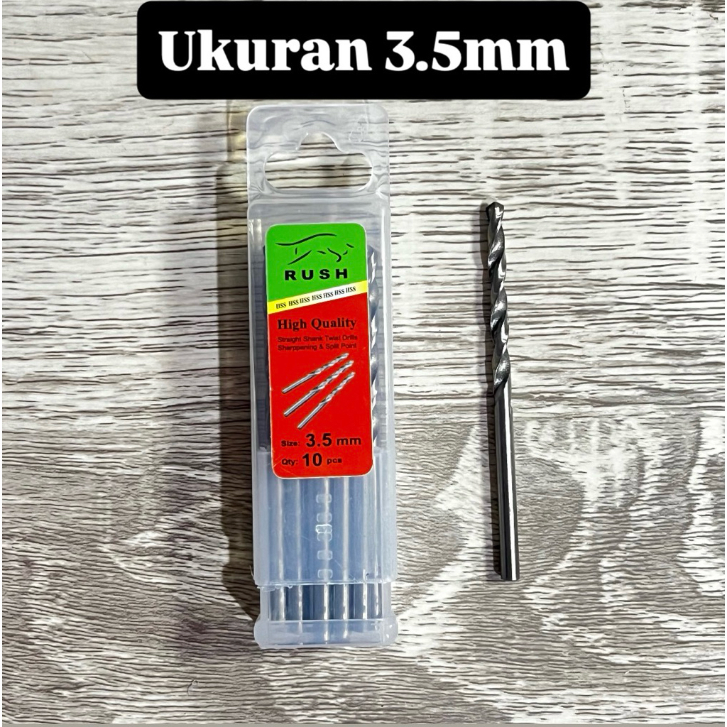 Mata Bor Besi Rush 3.5mm Premium | Mata Bor Baja Perkakas Kuat Presisi untuk Besi Logam Kayu Mesin
