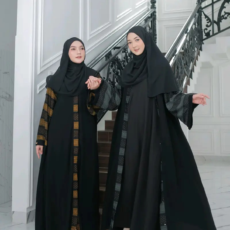 Abaya Marwah Gamis Outer Hitam Wanita Bahan Jetblack Premium Outer Arab Terbaru Kekinian