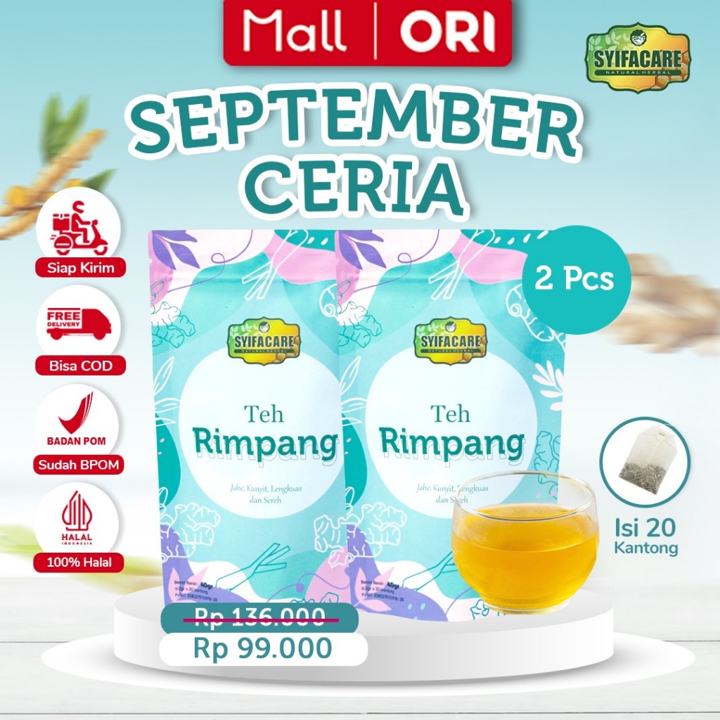 

[Paket 2 Pcs] Teh Rimpang Syifacare - Minuman Instan Herbal Rempah Jahe Kunyit Lengkuas Sereh - BPOM & HALAL MUI