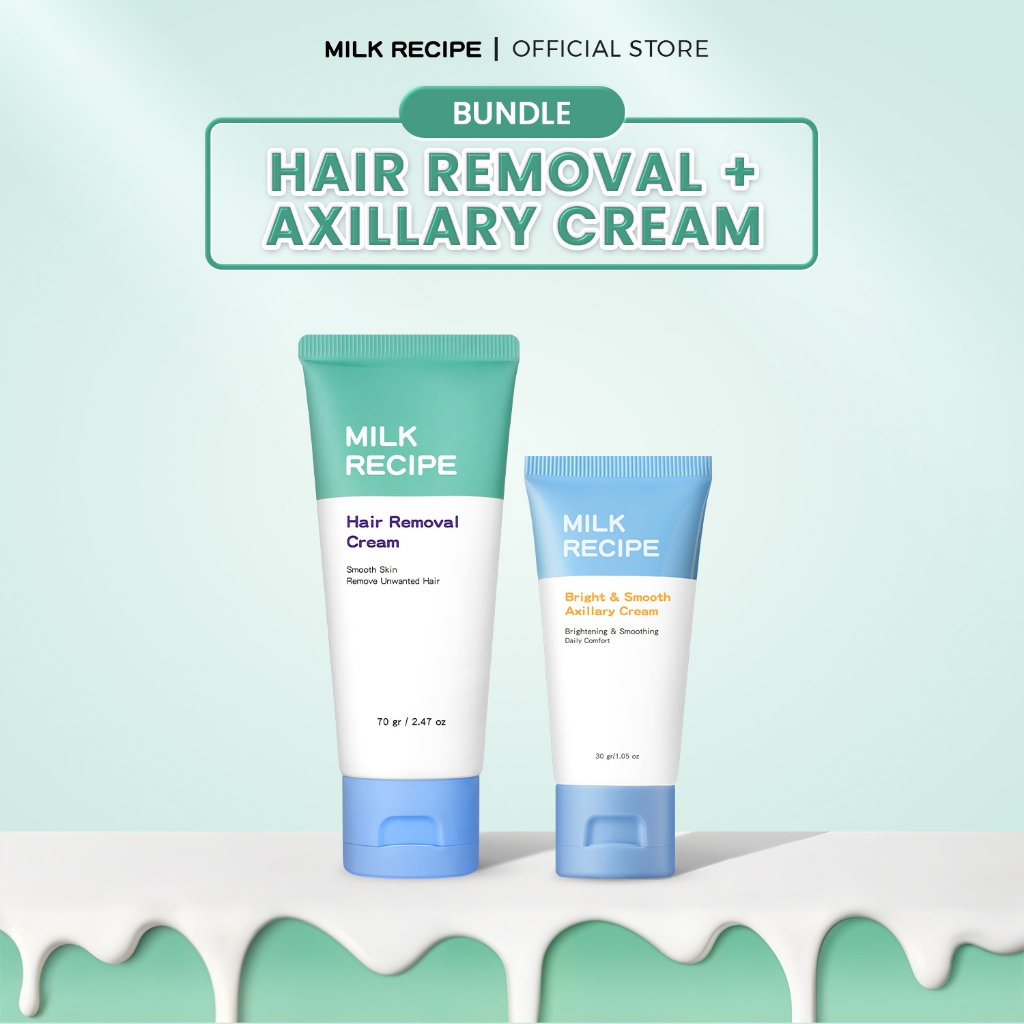 Milk Recipe Hair Removal Cream + Bright & Smooth Axillary Cream - Paket Krim Perontok Bulu Ketiak & 