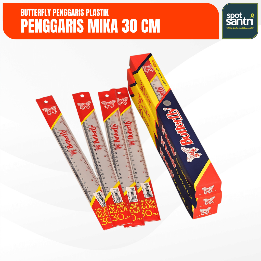 

Penggaris ButterFly Plastik Mika Transparan Panjang 30CM - Ringan Awet [PCS]