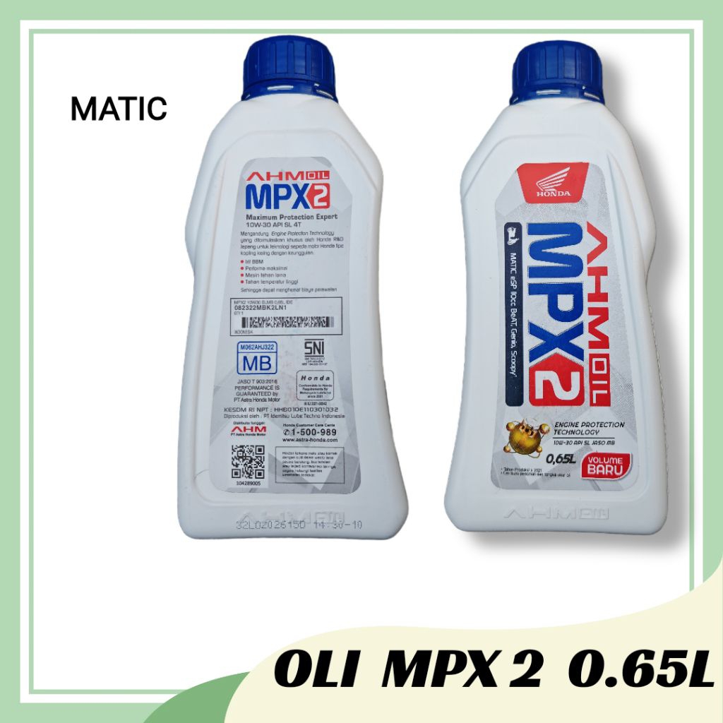 Oli MPX 2 0.65L / Oli motor beat Scoopy genio / oli AHM MPX 2 0.65ml