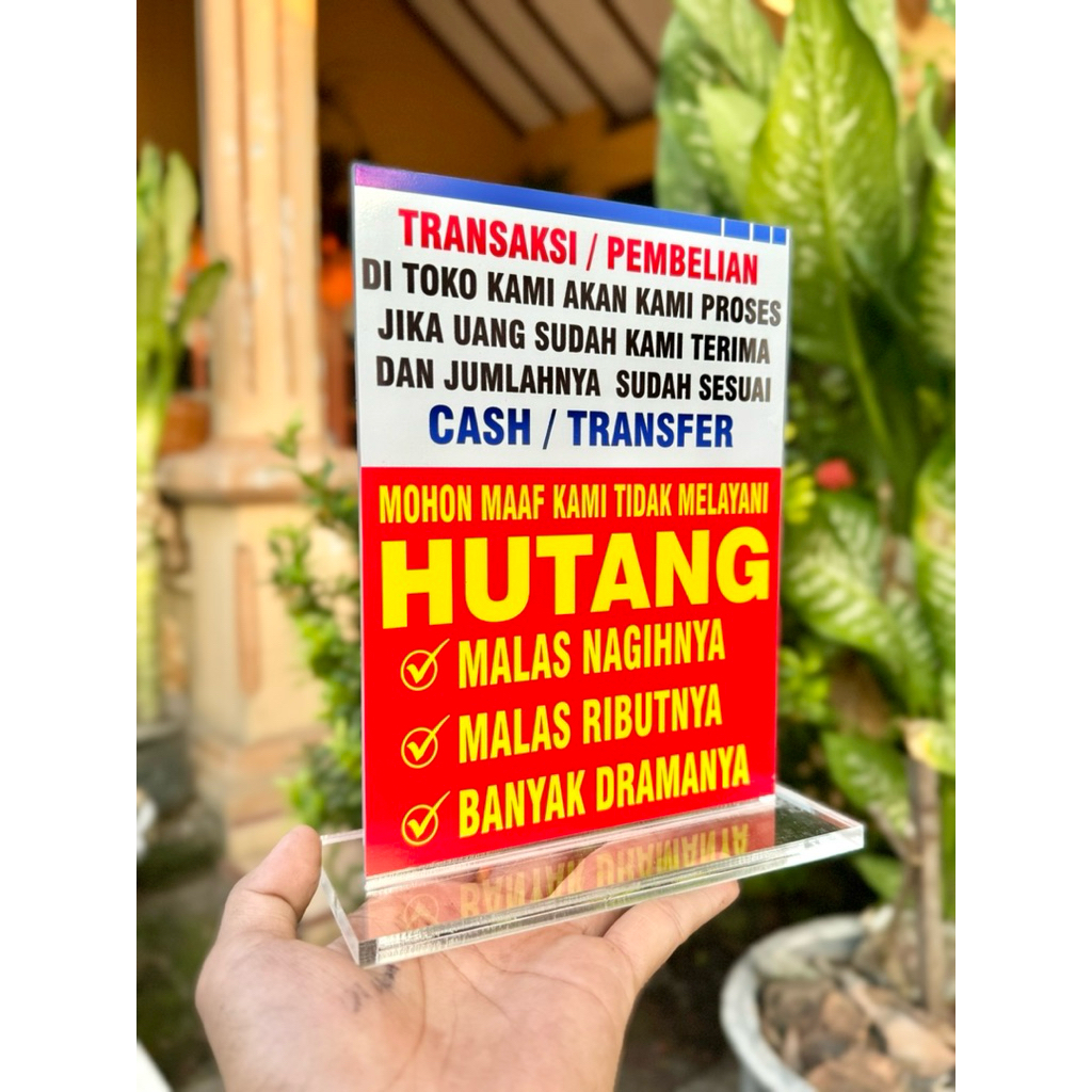 

AKRILIK PAJANGAN / AKRILIK MEJA AGEN TRANSAKSI BANK UKURAN 15x20CM