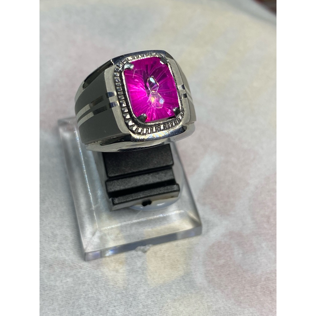 cincin pink topaz ring monel
