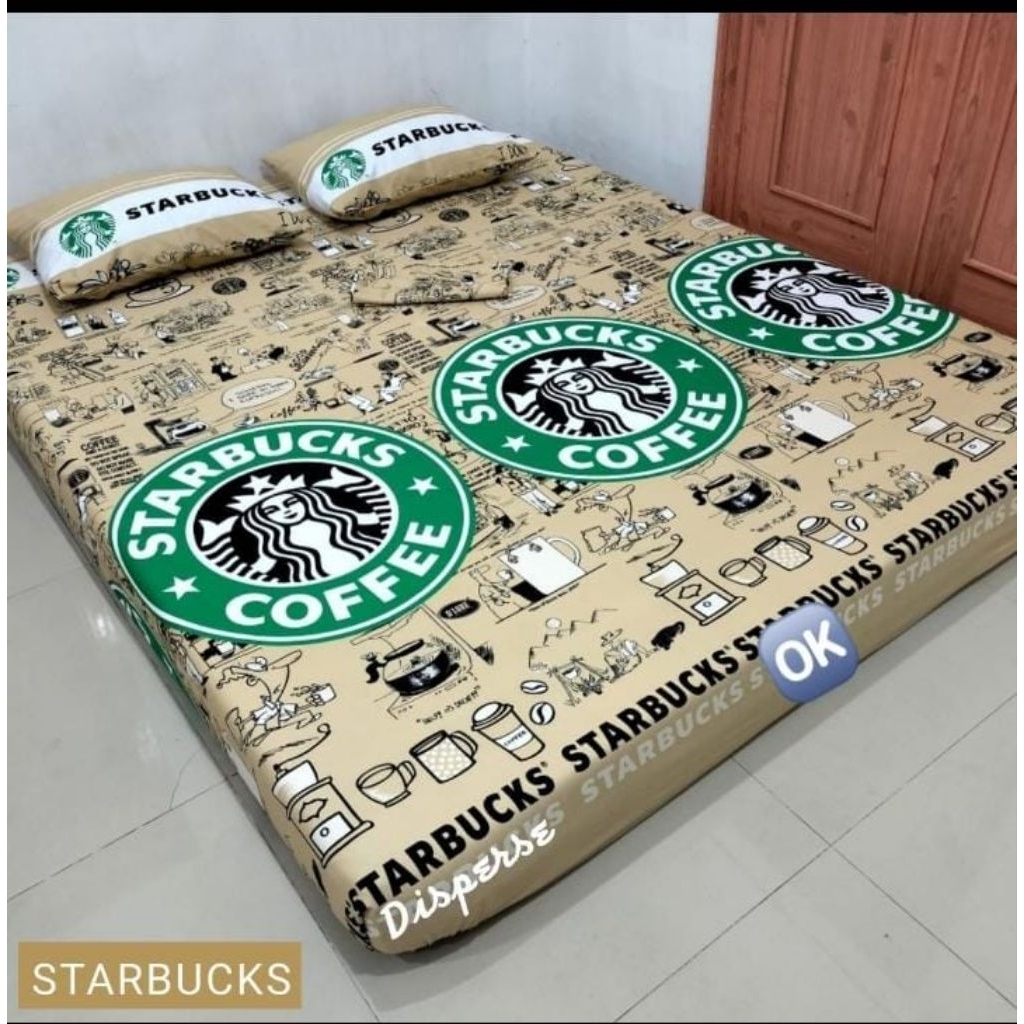 sprei homemade murah motif brown starbuck star new