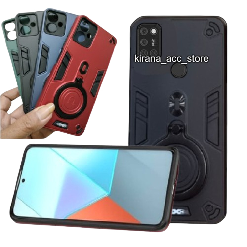 Case Hp Untuk Realme C17 Hard Case Robot Kickstand Pro Camera stand holder