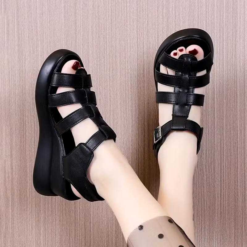 Sendal Wedges Wanita 5cm Kondangan Formal Casual Korea Hak Tinggi Kekinian