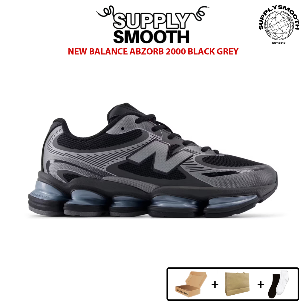 Sepatu Sneakers Abzorb 2000 Black Grey - SUPPLYSMOOTH