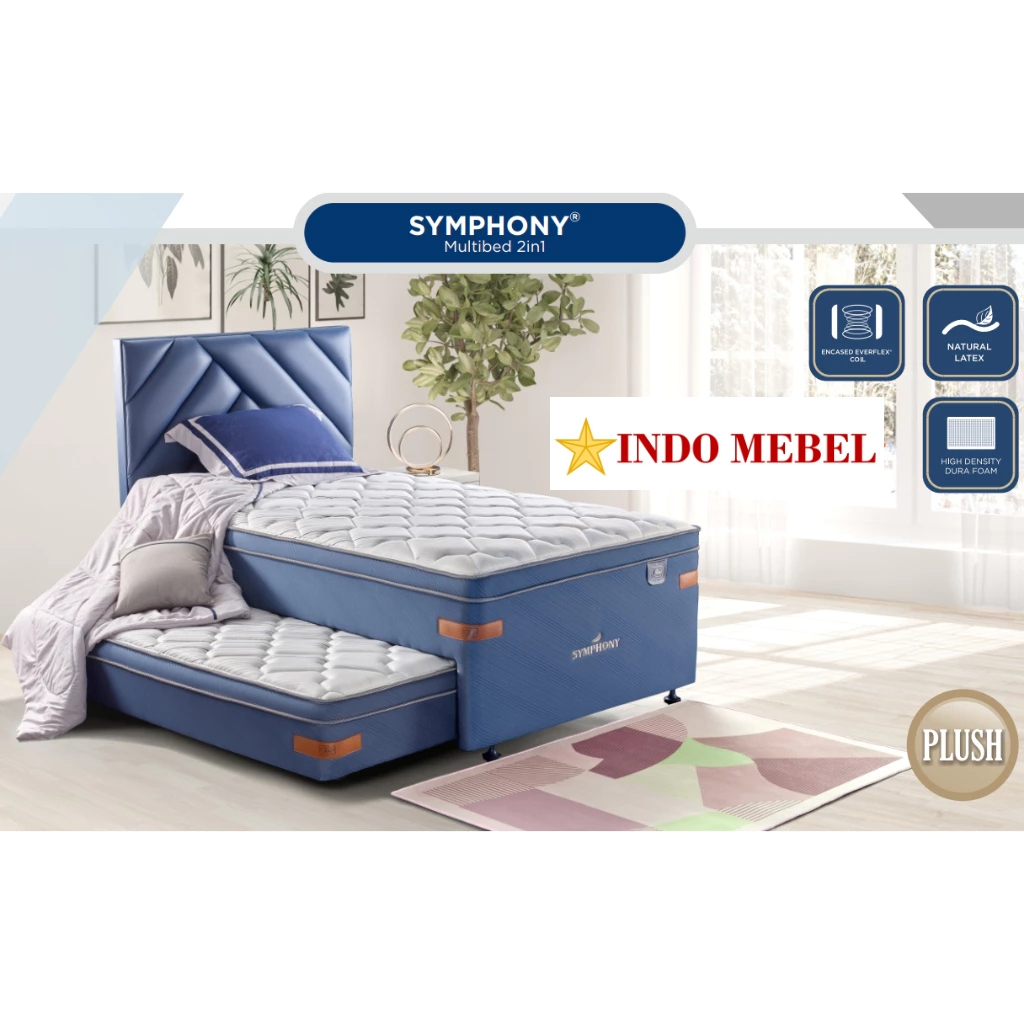 SET Spring Bed Kasur 2in1 Twin Symphony Elite Latex 120x200 FULLSET Promo Murah Ready Makassar