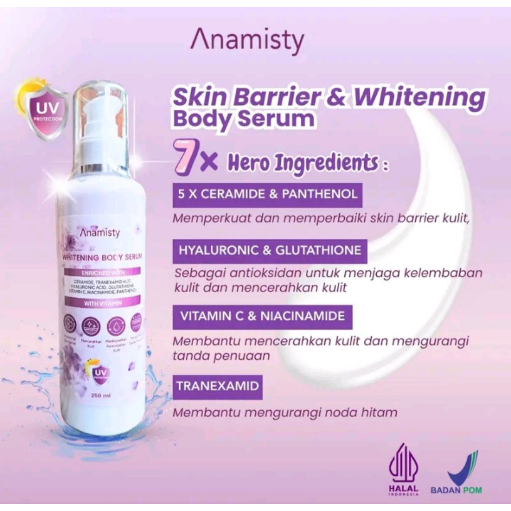 Anamisty handbody lotion serum Alpha Arbutin Collagen Niacinamide mencerahkan