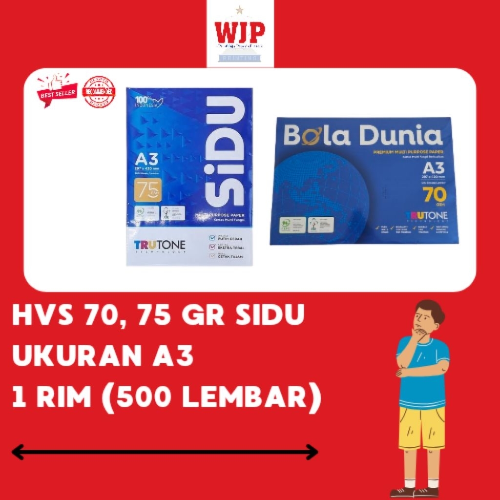 

HVS 70 GR BOLA DUNIA, 75 GR SIDU UKURAN A3 (500 LEMBAR)