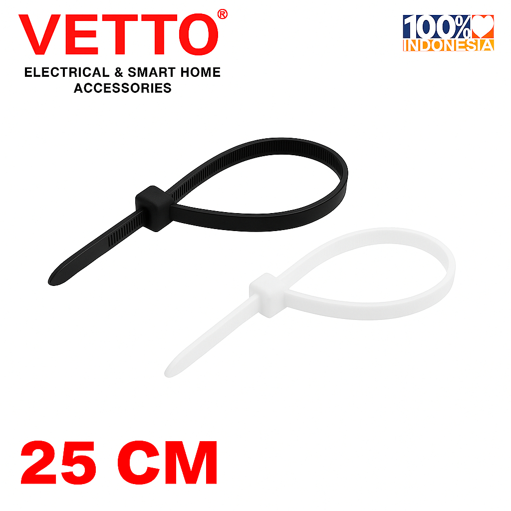 

VETTO Kabel Ties 3,6 x 250mm (25CM) / Cable Tie / Kumis Kucing Isi 50 Pcs