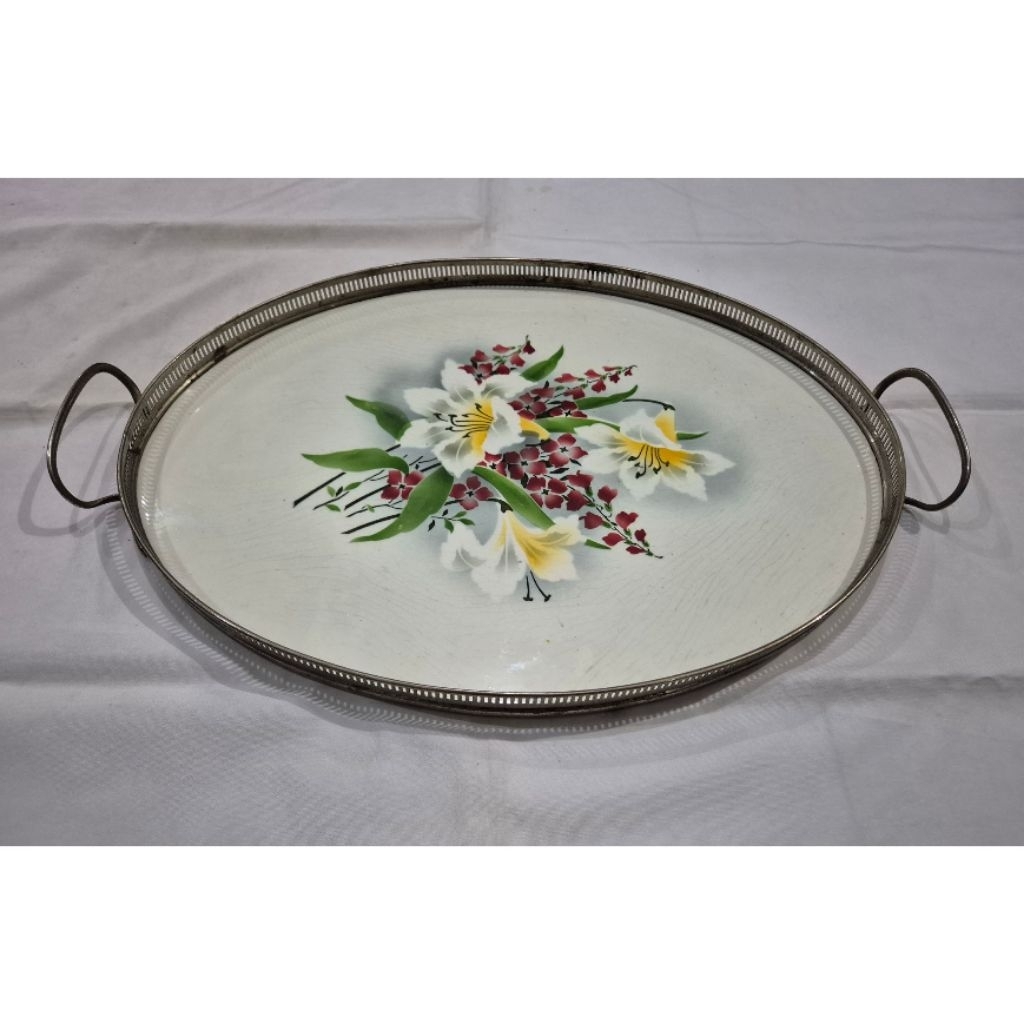 nampan keramik oval eropa antik