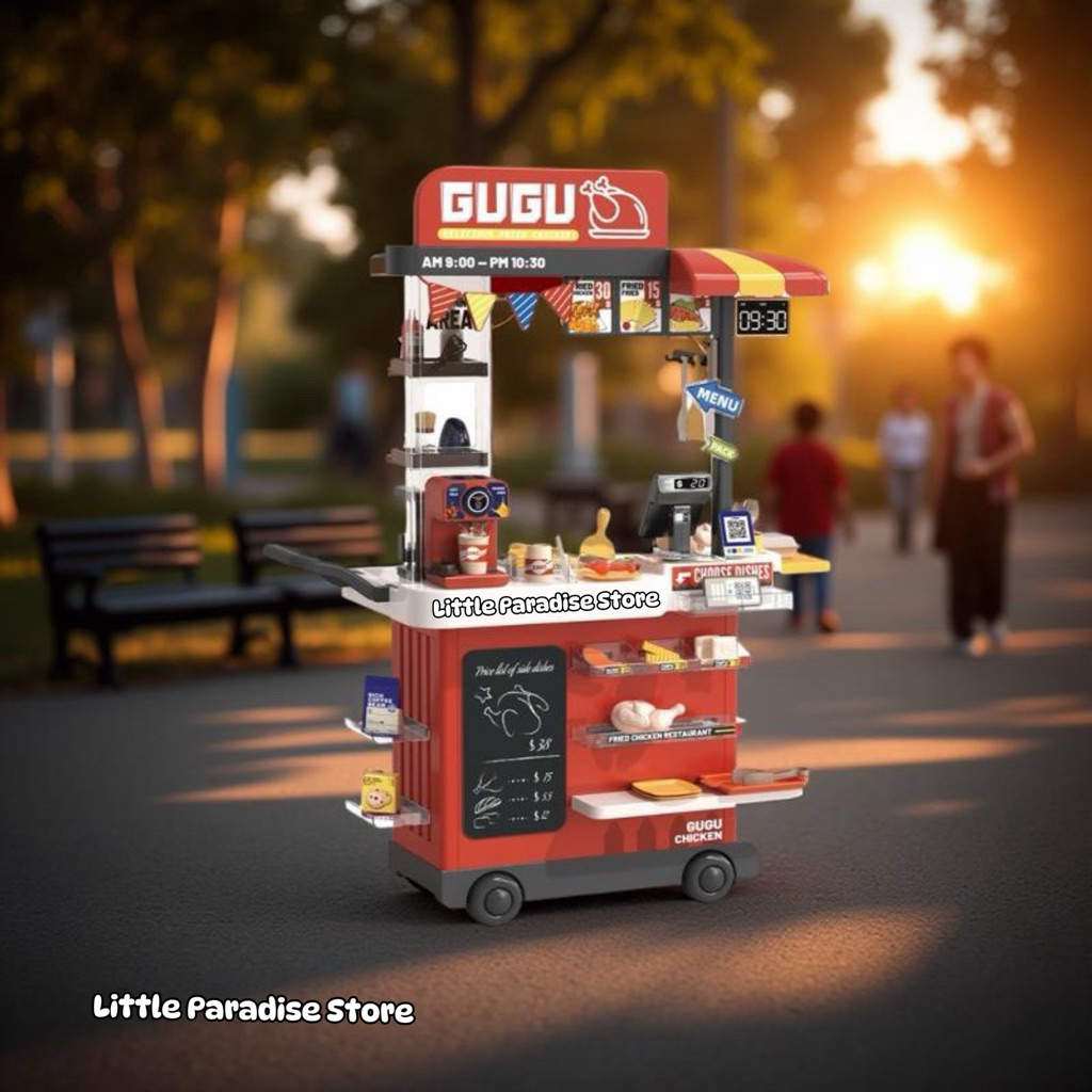 MAINAN FOODTRUCK MASAK MASAKAN BISA DIDORONG KELUAR ASAP MAKANAN BERUBAH WARNA DAN ADA MESIN KOPI