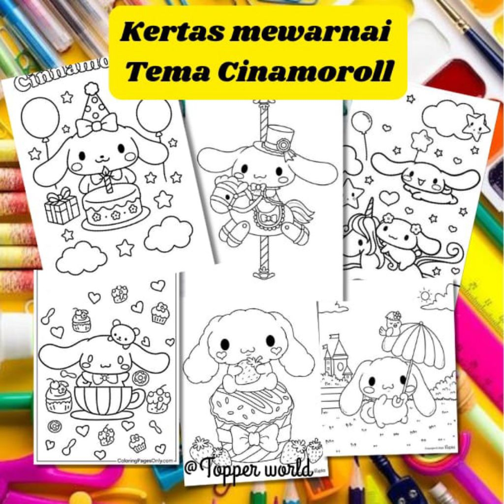

20 LEMBAR KERTAS MEWARNAI ANAK TEMA CINAMOROLL (READY LANGSUNG KIRIM)