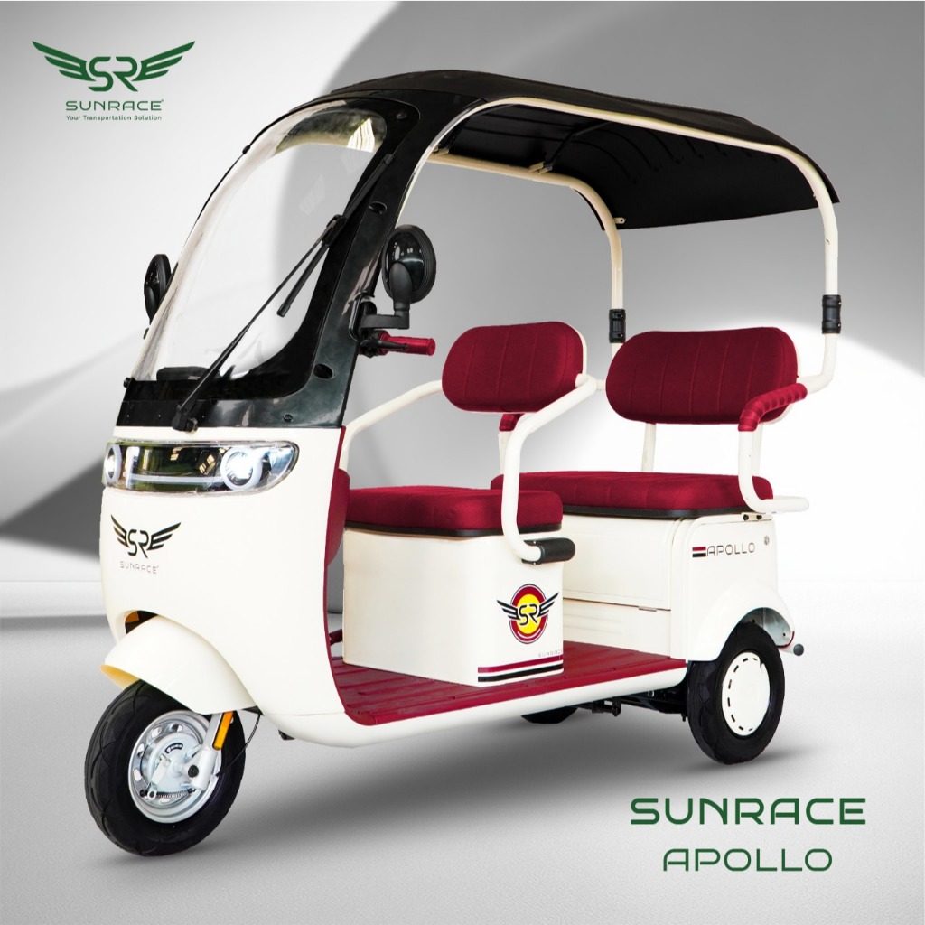 Sepeda Listrik Roda 3 Bajaj Listrik SunRace Apollo Premium – Dengan Atap, Nyaman untuk Keluarga